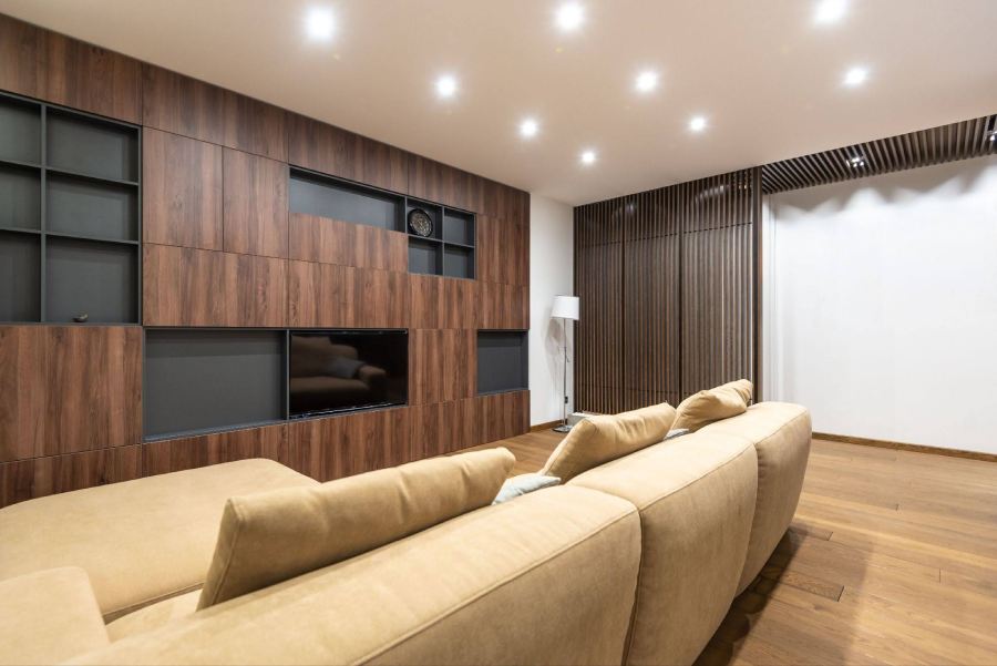 Luxury home theatre design with premium seating, cinematic lighting, and immersive sound.